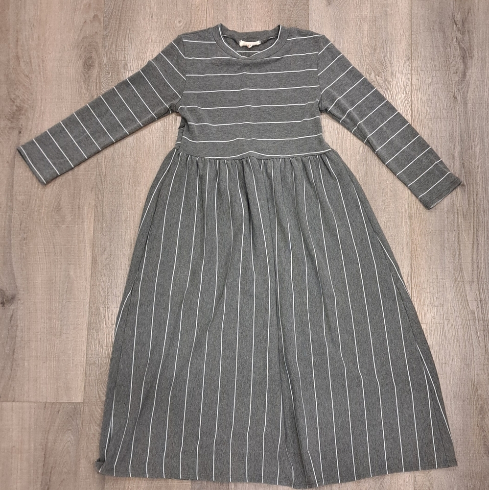 ROOLEE Grey & White Striped Nursing Dress